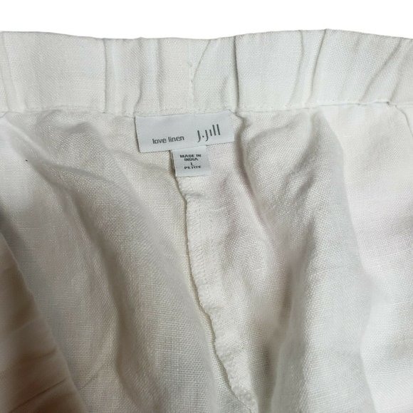 J. Jill Women's Size L Wide Leg Beach Comber 100% Linen Pants White Pockets - Picture 3 of 9